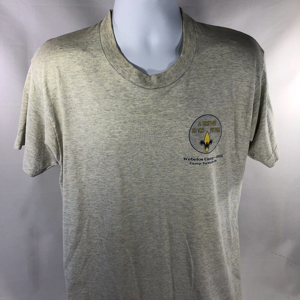VTG WEBELOS CAMP 1993 TAWAKONI SINGLE STITCH USA MADE SHIRT 90s DISCOLORED TEE L - Picture 2 of 12